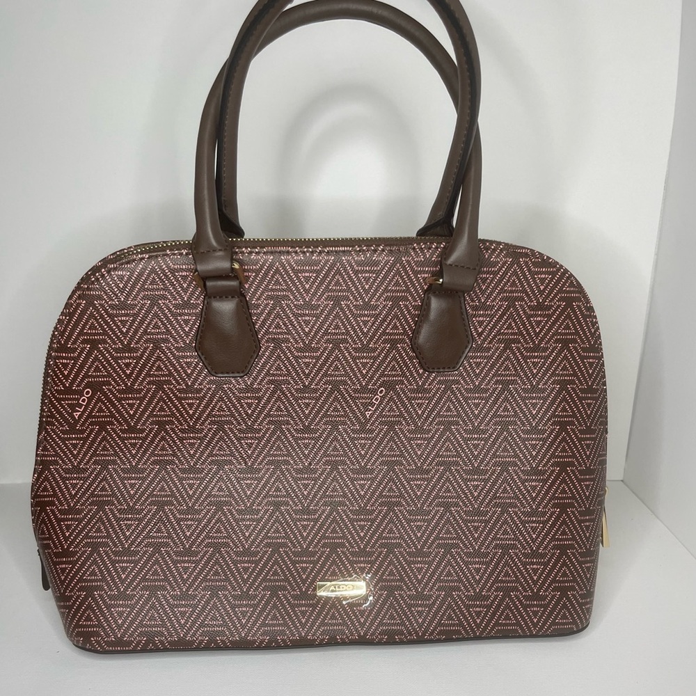 Aldo Signature Galilini Dome Satchel – Brown with Pink Accents